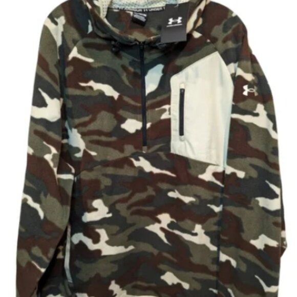 Under Armour Men's Micro Fleece Printed Hoodie Camo 1/4 Sweatshirt Medium NWT - Picture 3 of 6